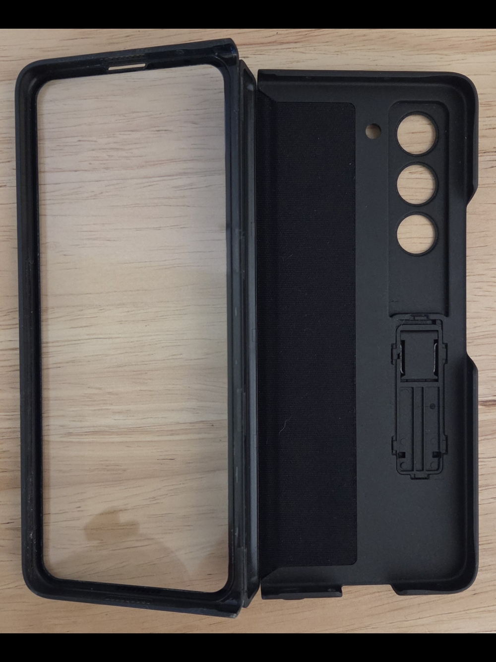 Galaxy Z Fold5 Case -  Black, Kickstand, Clear Front Cover, Samsung Phone Case
